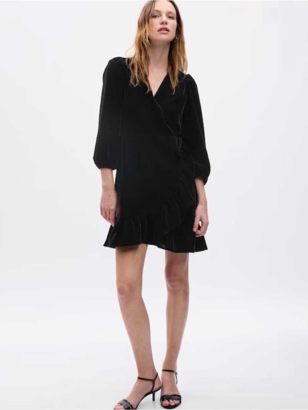Gap Velvet Black Wrap Dress